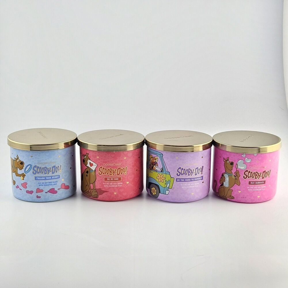 Goose Creek Scooby-Doo 3 Wick Candle Set 14.5 oz Valentine Lot 4 Unlit Limited